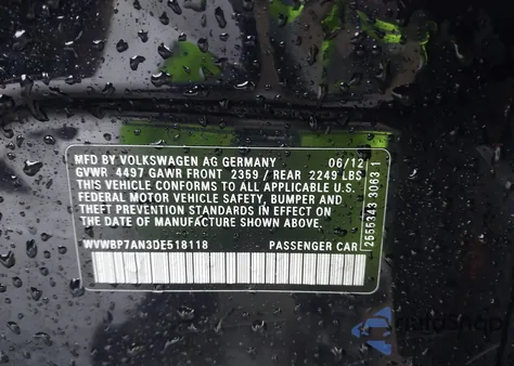 2013 Volkswagen Cc 2.0T Sport z USA, uszkodzony, nr VIN WVWBP7AN3DE518118